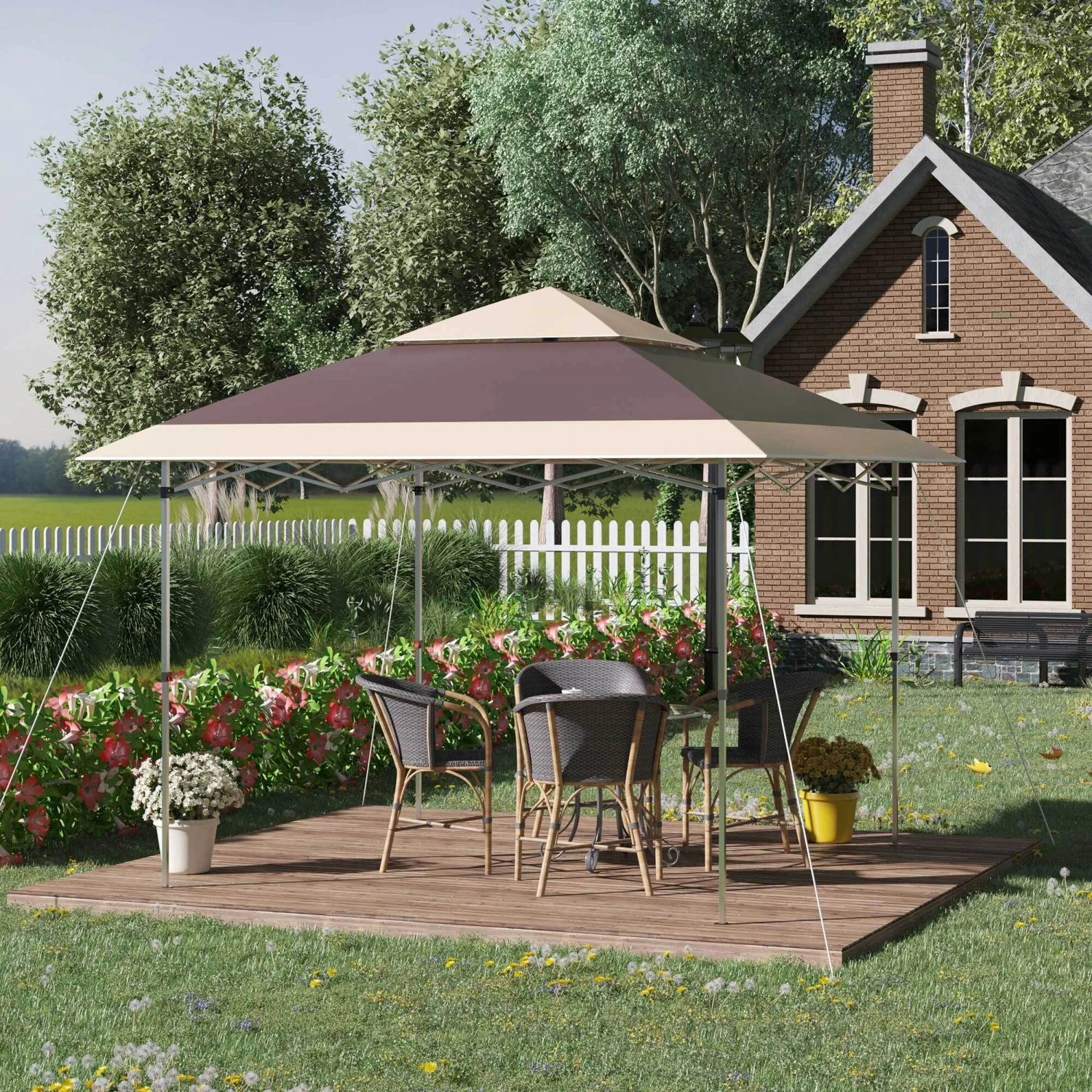 Outsunny Pop-Up-Pavillon Zusammenfaltbar 350 X 350 X 268 Cm (L X B X H) | Gartenpavillon Faltpavillon Partyzelt Gartenzelt 2 Outsunny Pop-Up-Pavillon Zusammenfaltbar 350 X 350 X 268 Cm (L X B X H) | Gartenpavillon Faltpavillon Partyzelt Gartenzelt – Bild 2