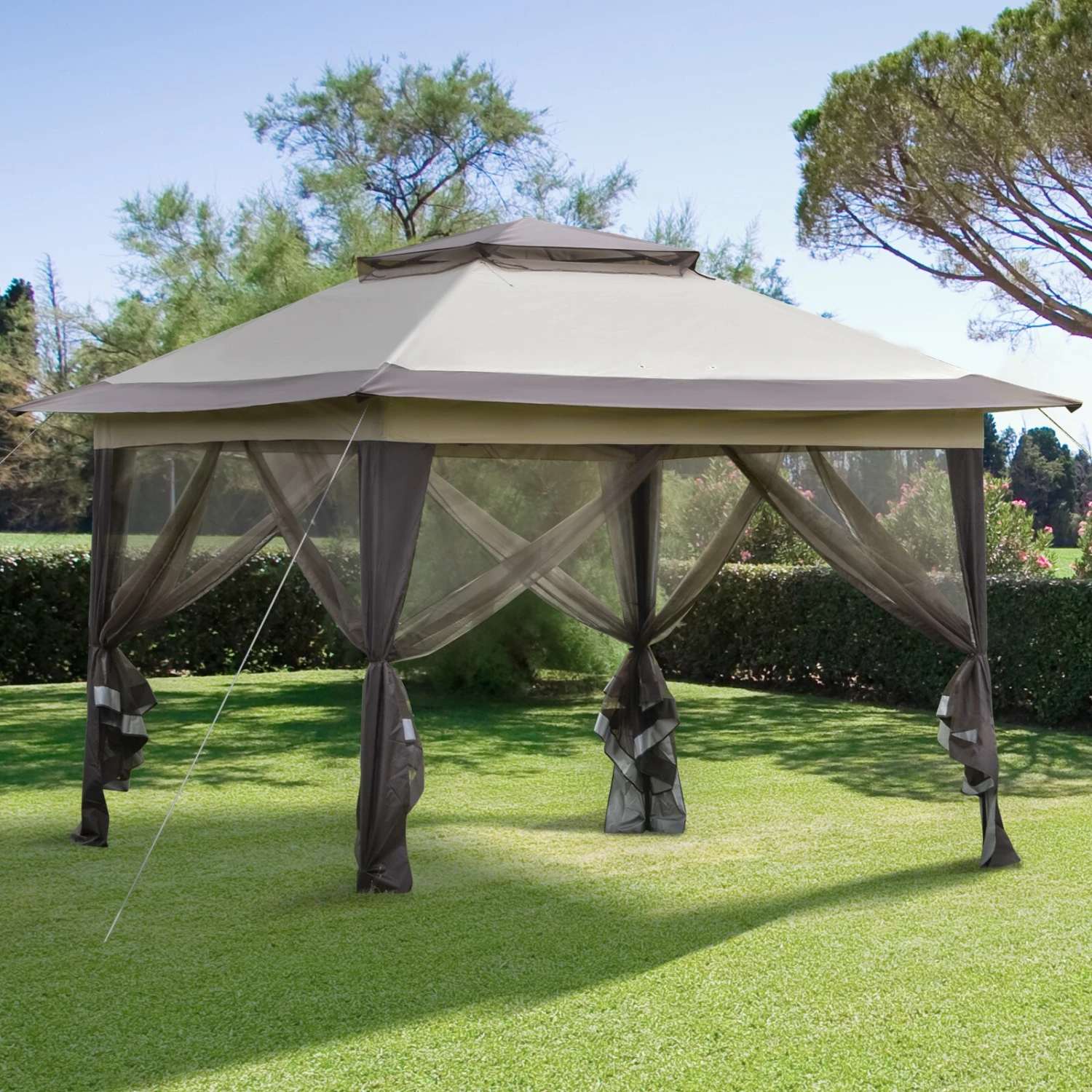 Outsunny Faltpavillon Inkl. Rollentasche 3,64 X 3,64 X 2,94 M (LxBxH) | Gartenzelt Pop-Up-Zelt Pavilon Grillpavillon 4 Outsunny Faltpavillon Inkl. Rollentasche 3,64 X 3,64 X 2,94 M (LxBxH) | Gartenzelt Pop-Up-Zelt Pavilon Grillpavillon – Bild 4