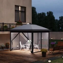 Outsunny Faltpavillon Mit LED Solar Lichterkette Und USB-Ladeanschluss Grau 330L X 330B X 285H Cm | Pavillon Gartenpavillon Pop-up-pavillon 8 Outsunny Faltpavillon Mit LED Solar Lichterkette Und USB-Ladeanschluss Grau 330L X 330B X 285H Cm | Pavillon Gartenpavillon Pop-up-pavillon -OUTSUNNY Verkäufe 8600336600 84C 302GY prod 003