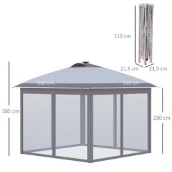 Outsunny Faltpavillon Mit LED Solar Lichterkette Und USB-Ladeanschluss Grau 330L X 330B X 285H Cm | Pavillon Gartenpavillon Pop-up-pavillon 10 Outsunny Faltpavillon Mit LED Solar Lichterkette Und USB-Ladeanschluss Grau 330L X 330B X 285H Cm | Pavillon Gartenpavillon Pop-up-pavillon -OUTSUNNY Verkäufe 8600336600 84C 302GY prod 005