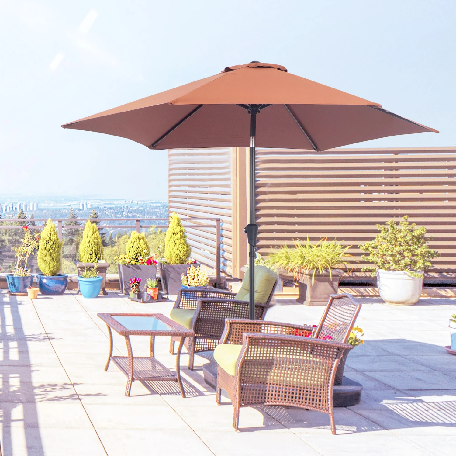 Outsunny Sonnenschirm Mit Handkurbel Ø2,7 X 2,35 M (ØxH) | Gartenschirm Knickschirm Marktschirm Knickbar 2 Outsunny Sonnenschirm Mit Handkurbel Ø2,7 X 2,35 M (ØxH) | Gartenschirm Knickschirm Marktschirm Knickbar – Bild 2