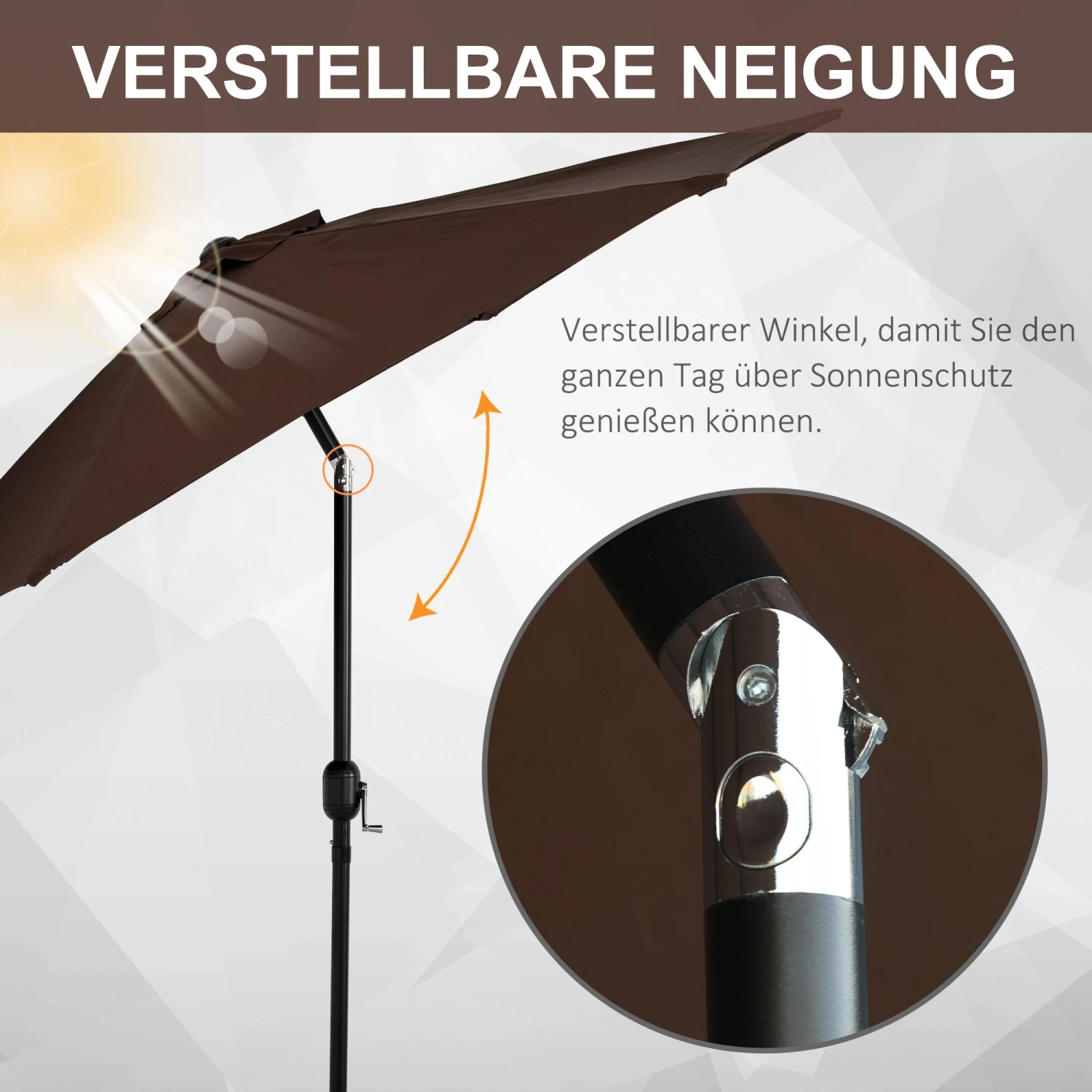 Outsunny Sonnenschirm Mit Handkurbel Ø2,7 X 2,35 M (ØxH) | Gartenschirm Knickschirm Marktschirm Knickbar 5 Outsunny Sonnenschirm Mit Handkurbel Ø2,7 X 2,35 M (ØxH) | Gartenschirm Knickschirm Marktschirm Knickbar – Bild 5