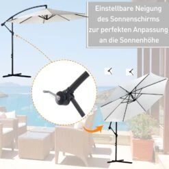 Outsunny Ampelschirm Mit Handkurbel 3 X 2,5 M (ØxH) | Sonnenschirm Kurbelschirm Terrassenschirm Schirm -OUTSUNNY Verkäufe 8600336600 84D 037CW prod 006