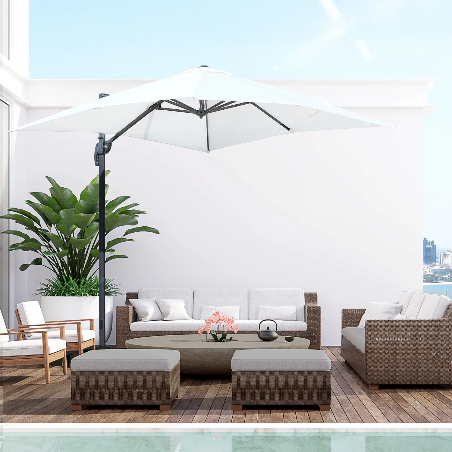 Outsunny Sonnenschirm Mit 5-stufiger Neigung 245L X 245B X 248H Cm | Sonnenschirm Gartenschirm Ampelschirm 4 Outsunny Sonnenschirm Mit 5-stufiger Neigung 245L X 245B X 248H Cm | Sonnenschirm Gartenschirm Ampelschirm – Bild 4