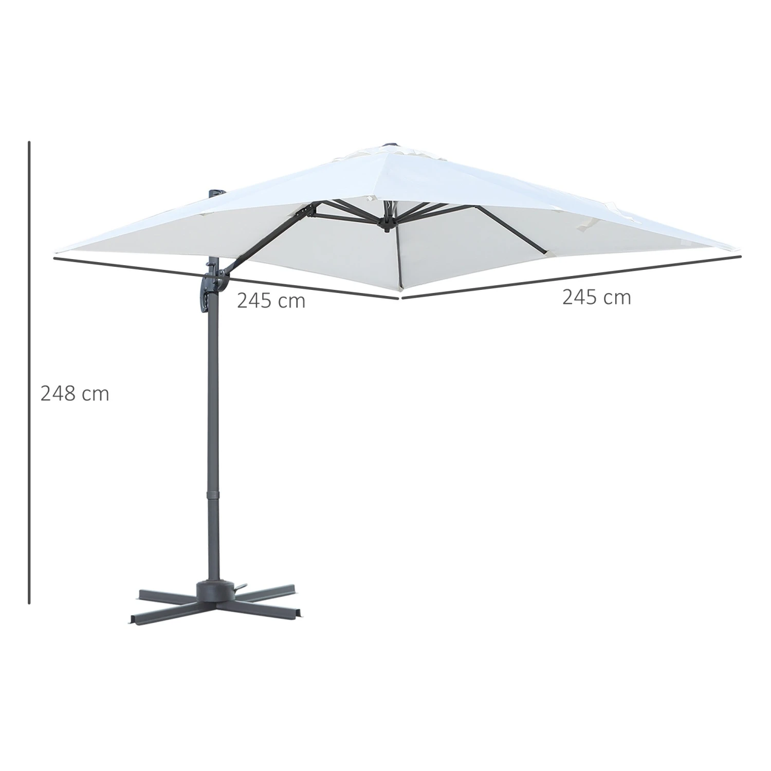 Outsunny Sonnenschirm Mit 5-stufiger Neigung 245L X 245B X 248H Cm | Sonnenschirm Gartenschirm Ampelschirm 5 Outsunny Sonnenschirm Mit 5-stufiger Neigung 245L X 245B X 248H Cm | Sonnenschirm Gartenschirm Ampelschirm – Bild 5