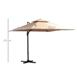 Outsunny Sonnenschirm Mit Verstellbarem Neigungswinkel Khaki | Kurbelschirm Gartenschirm Marktschirm Sonnenschutz -OUTSUNNY Verkäufe 8600336600 84D 114 prod 005