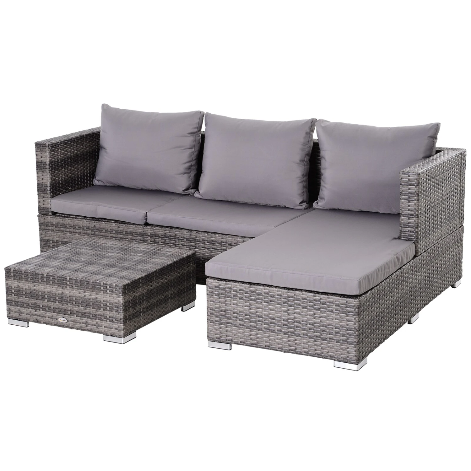 Outsunny Rattan Sitzgruppe Als 3-teiliges Set Grau | Gartensofa Beistelltisch Mit Stauraum Gartenmöbel 1 Outsunny Rattan Sitzgruppe Als 3-teiliges Set Grau | Gartensofa Beistelltisch Mit Stauraum Gartenmöbel