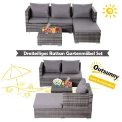 Outsunny Rattan Sitzgruppe Als 3-teiliges Set Grau | Gartensofa Beistelltisch Mit Stauraum Gartenmöbel 11 Outsunny Rattan Sitzgruppe Als 3-teiliges Set Grau | Gartensofa Beistelltisch Mit Stauraum Gartenmöbel -OUTSUNNY Verkäufe 8600336600 860 091GY prod 006