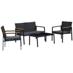 Outsunny Polyrattan Sitzgruppe Als 4-teiliges Set Schwarz, Grau | Gartenset Gartenmöbel Rattanmöbel Rattanset -OUTSUNNY Verkäufe 8600336600 860 092 prod 004