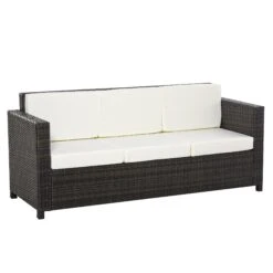 Outsunny 3 - Sitzer Rattansofa Mit Kissen 185 X 70 X 80 Cm (LxBxH? | Gartencouch Gartenmöbel Loungesofa Rattan Terasse