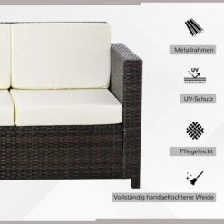 Outsunny 3 - Sitzer Rattansofa Mit Kissen 185 X 70 X 80 Cm (LxBxH? | Gartencouch Gartenmöbel Loungesofa Rattan Terasse 10 Outsunny 3 - Sitzer Rattansofa Mit Kissen 185 X 70 X 80 Cm (LxBxH? | Gartencouch Gartenmöbel Loungesofa Rattan Terasse -OUTSUNNY Verkäufe 8600336600 860 095V01CW prod 005