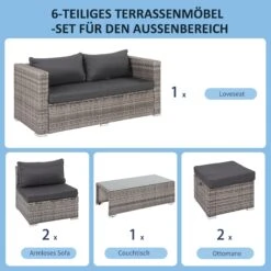 Outsunny Rattan Gartensitzgruppe Als 6-teiliges Set | Gartengarnitur Sitzgruppe Rattanset Polyrattanmöbel 10 Outsunny Rattan Gartensitzgruppe Als 6-teiliges Set | Gartengarnitur Sitzgruppe Rattanset Polyrattanmöbel -OUTSUNNY Verkäufe 8600336600 860 107GY prod 005