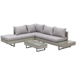 Outsunny Rattansofa Set Mit Tisch Grau | Sitzgruppe Gartenmöbel Sitzgarnitur Tisch