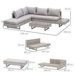 Outsunny Rattansofa Set Mit Tisch Grau | Sitzgruppe Gartenmöbel Sitzgarnitur Tisch 9 Outsunny Rattansofa Set Mit Tisch Grau | Sitzgruppe Gartenmöbel Sitzgarnitur Tisch -OUTSUNNY Verkäufe 8600336600 860 143 prod 004
