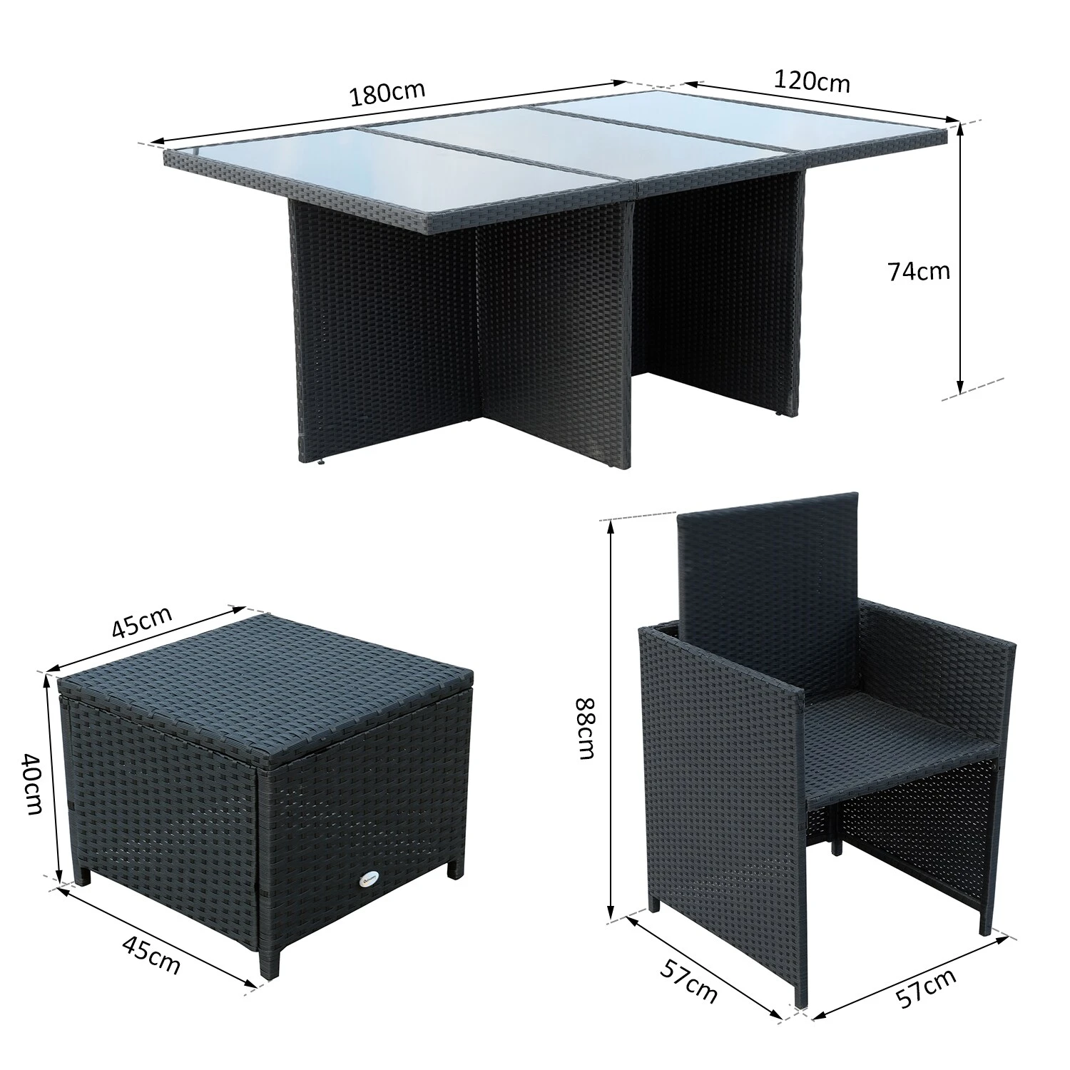 Outsunny Polyrattan Sitzgruppe Als 27-tlg. Set Schwarz, Cremeweiß | Gartenmöbel Garten Garnitur Gartenset Essgruppe 5 Outsunny Polyrattan Sitzgruppe Als 27-tlg. Set Schwarz, Cremeweiß | Gartenmöbel Garten Garnitur Gartenset Essgruppe – Bild 5