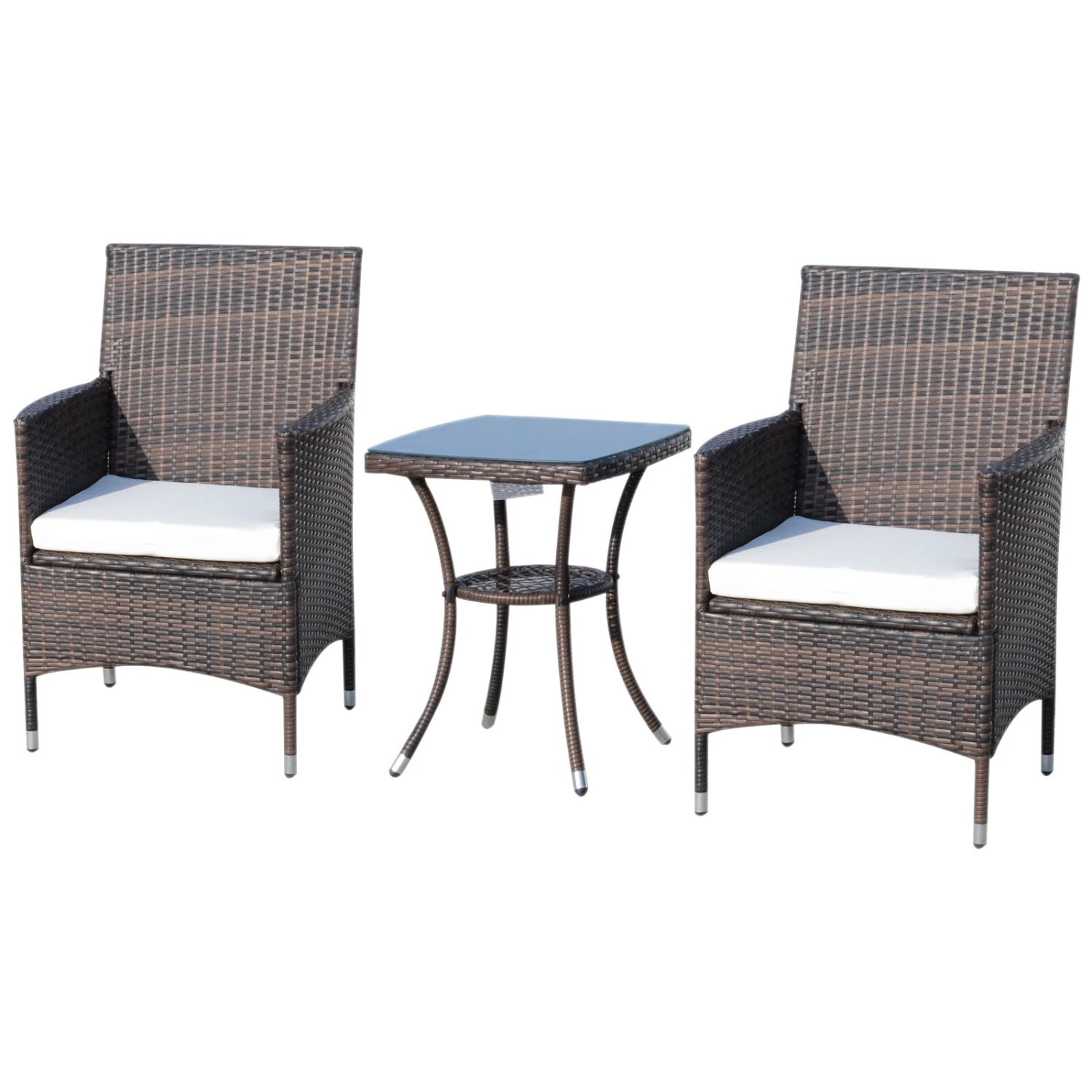 Outsunny Rattan-Sitzgruppe Als 3-teiliges Set | Gartensitzgruppe Mit Beistelltisch, Rattenmöbel 2 Outsunny Rattan-Sitzgruppe Als 3-teiliges Set | Gartensitzgruppe Mit Beistelltisch, Rattenmöbel – Bild 2