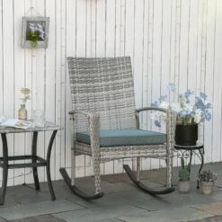Outsunny Polyrattan Schaukelstuhl Mit Kissen 88 X 66 X 98 Cm (LxBxH) | Schwingsessel Rattanmöbel Gartenstuhl Rattanstuhl -OUTSUNNY Verkäufe 8600336600 867 020LG prod 003