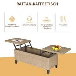 Outsunny 2in1 Gartentisch Mit Stauraum Khaki 103 X 50 X 45 Cm | Balkontisch Beistelltisch Gartenmöbel Campingtisch -OUTSUNNY Verkäufe 8600336600 867 065 prod 006
