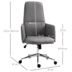 Vinsetto Bürostuhl Ergonomisch Grau 61 X 67 X 112,5-120,5 Cm (BxTxH) | Büromöbel Schreibtischstühl Bürostuhl Drehstuhl -OUTSUNNY Verkäufe 8600336600 921 329 prod 005