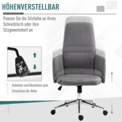 Vinsetto Bürostuhl Ergonomisch Grau 61 X 67 X 112,5-120,5 Cm (BxTxH) | Büromöbel Schreibtischstühl Bürostuhl Drehstuhl -OUTSUNNY Verkäufe 8600336600 921 329 prod 006