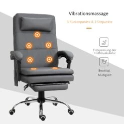 Vinsetto Bürostuhl Exklusiver Massagesessel, Entspannend, Insgesamt 7 Vibrationsmassagepunkte In Der Rückenlehne 67 X 70 X 112-120 Cm (LxBxH) | Massagesessel Chefsessel Drehstuhl Bürosessel -OUTSUNNY Verkäufe 8600336600 921 340V01CG prod 005