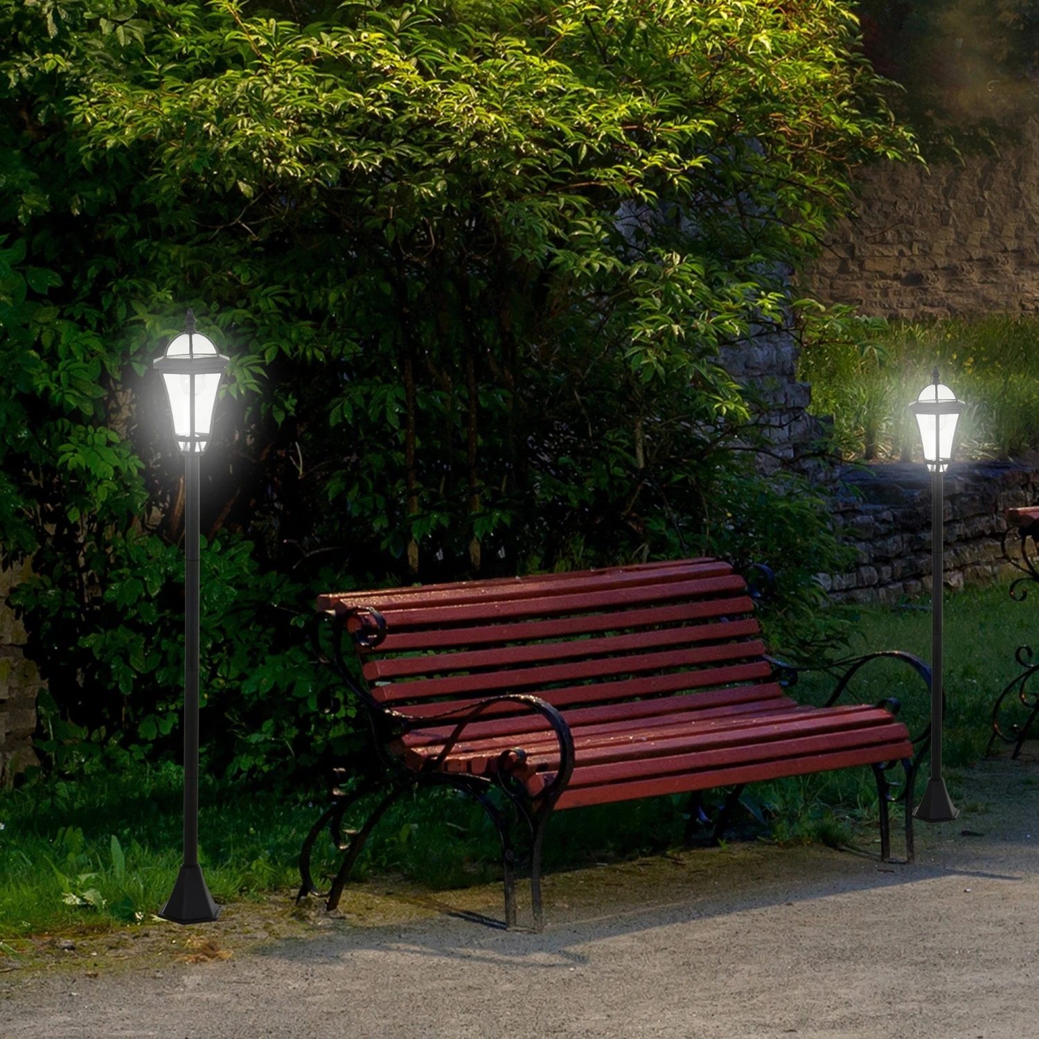 Outsunny Solar Gartenlaterne Im 2er-Set Schwarz 18,5 X 129 Cm (ØxH) | Solar Laterne Gehwegleuchte LED Gartenleuchte 5 Outsunny Solar Gartenlaterne Im 2er-Set Schwarz 18,5 X 129 Cm (ØxH) | Solar Laterne Gehwegleuchte LED Gartenleuchte – Bild 5