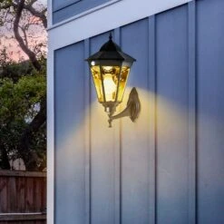 Outsunny Solar-Wandleuchte Mit 3,7V/2200mAh Batterie Schwarz 23L X 26B X 47H Cm | Wandleuchte Wandlampe Terrassenleuchte Gartenlampe Led-lampe -OUTSUNNY Verkäufe 8600336600 B30 015BK prod 004