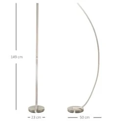 HOMCOM Stehlampe In Kurvenform Silber 50 X 23 X 149 Cm (LxBxH) | Stehleuchte Wohnzimmerlampe Leselampe Lampe -OUTSUNNY Verkäufe 8600336600 B31 213 prod 005
