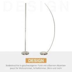 HOMCOM Stehlampe In Kurvenform Silber 50 X 23 X 149 Cm (LxBxH) | Stehleuchte Wohnzimmerlampe Leselampe Lampe -OUTSUNNY Verkäufe 8600336600 B31 213 prod 006