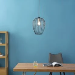 HOMCOM Hängelampe Höhenverstellbar Schwarz Ø26 X 130H Cm | Hängelampe Drahtleuchte Deckenleuchte Lampe Deckenlampe Leuchte -OUTSUNNY Verkäufe 8600336600 B31 346 prod 004