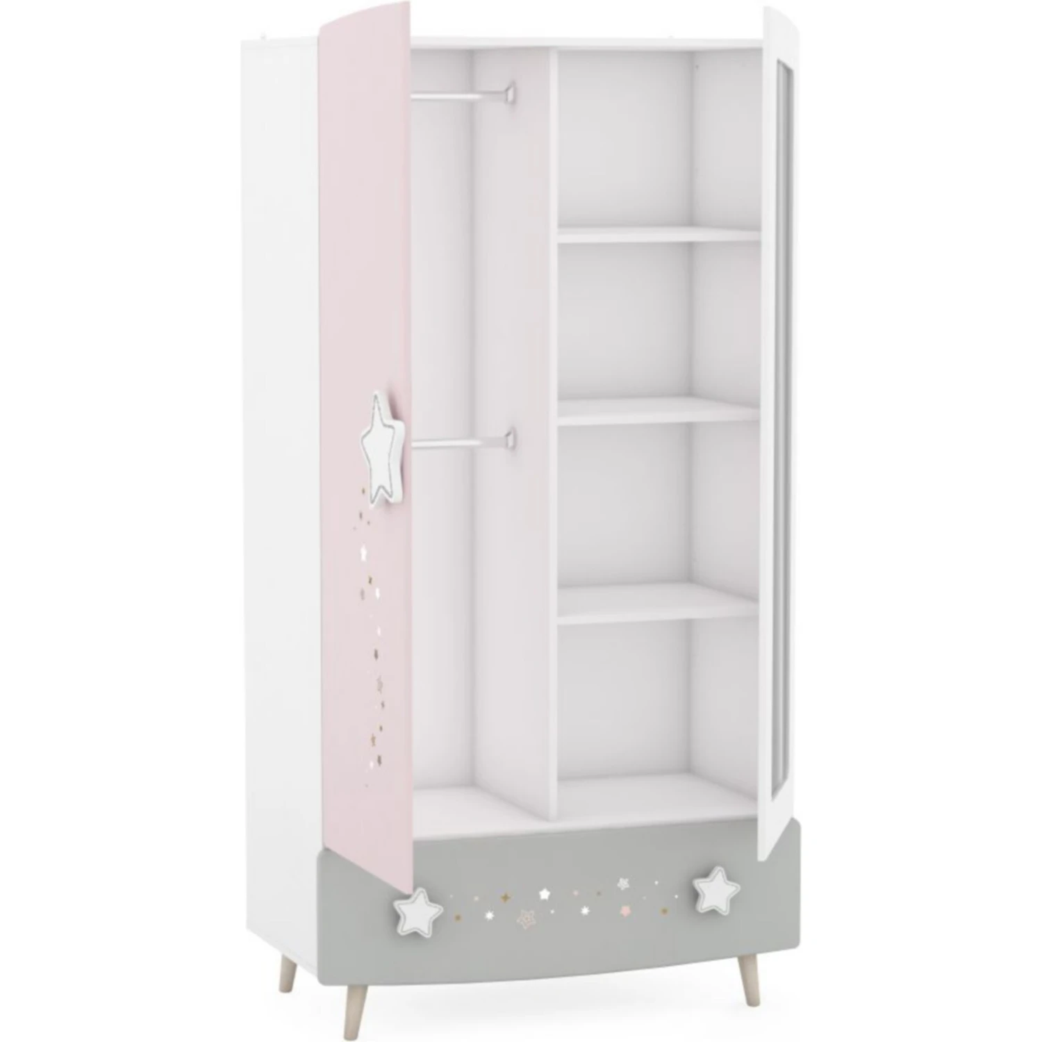 Kinderzimmer Sternschnuppe 5-tlg Rosa Weiß Grau Kleiderschrank Kinderbett 2 Kommoden Schreibtisch 4 Kinderzimmer Sternschnuppe 5-tlg Rosa Weiß Grau Kleiderschrank Kinderbett 2 Kommoden Schreibtisch – Bild 4