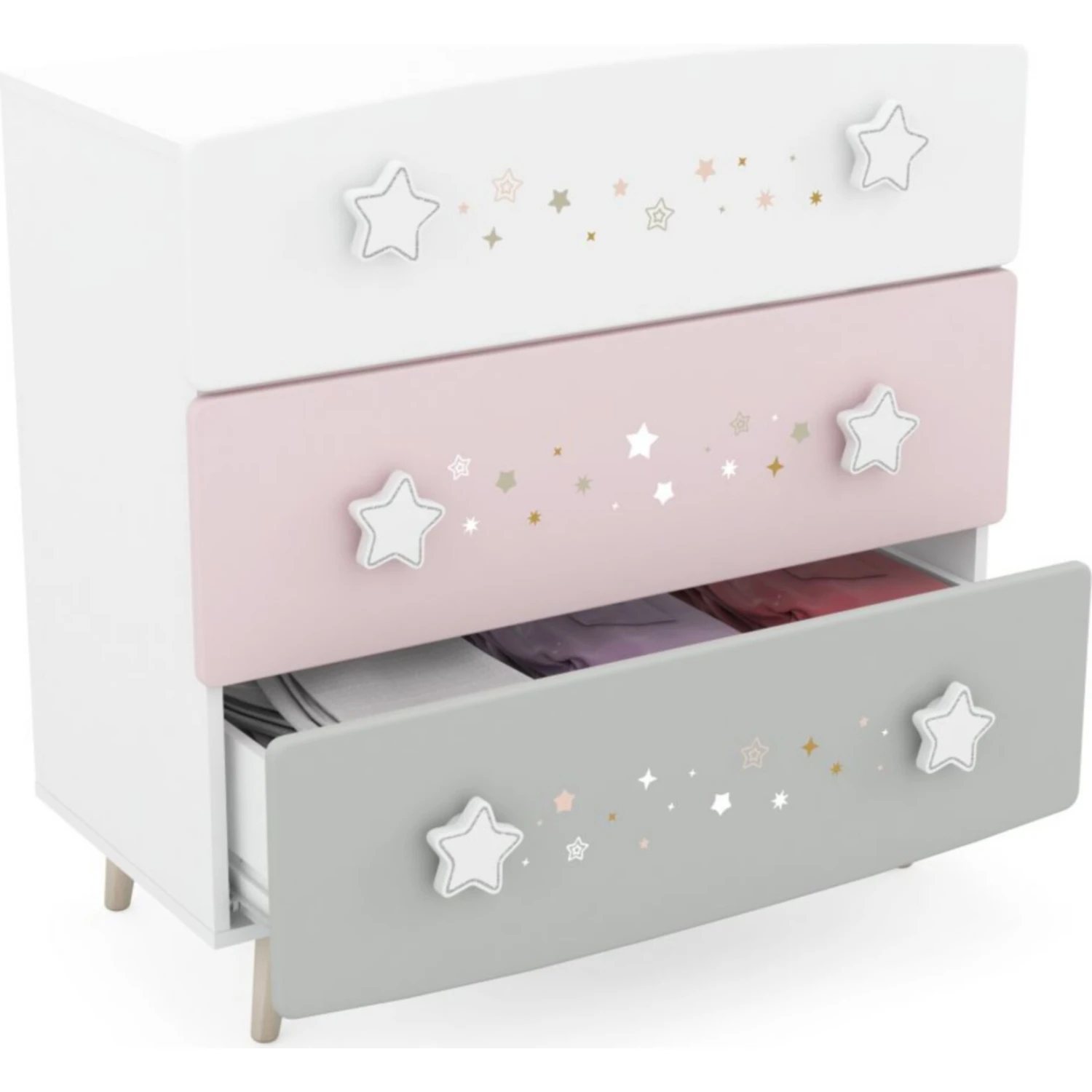 Kinderzimmer Sternschnuppe 5-tlg Rosa Weiß Grau Kleiderschrank Kinderbett 2 Kommoden Schreibtisch 6 Kinderzimmer Sternschnuppe 5-tlg Rosa Weiß Grau Kleiderschrank Kinderbett 2 Kommoden Schreibtisch – Bild 6