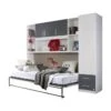 Klappbett Susi Regal + Überbau + Kleiderschrank + Lattenrost + Softclose Weiß - Grau--metallic