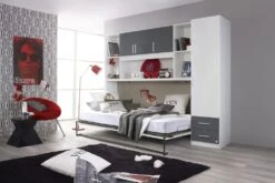 Klappbett Susi Regal + Überbau + Kleiderschrank + Lattenrost + Softclose Weiß - Grau--metallic -OUTSUNNY Verkäufe 8600341000 8176 prod 004