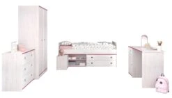 Kinderzimmer Smoozy Parisot 5-tlg Bett + Nachtkommode + Schreibtisch + Kleiderschrank + Kommode Weiß 8 Kinderzimmer Smoozy Parisot 5-tlg Bett + Nachtkommode + Schreibtisch + Kleiderschrank + Kommode Weiß -OUTSUNNY Verkäufe 8600341000 8180 prod 003