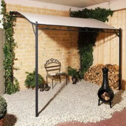 Pavillon Wave Terrassenüberdachung Eisen-Gestell Polyester-Dach Wave Beige -OUTSUNNY Verkäufe 8600342900 2914565 prod 003