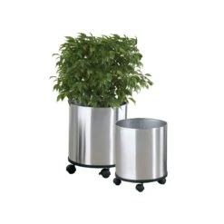 Übertopf-Set, 2-tlg. Modern Silberfarben