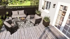 Outdoor-Lounge-Set, 4-tlg. Ravene Schwarz/Grau -OUTSUNNY Verkäufe 8600342900 9353557 prod 006