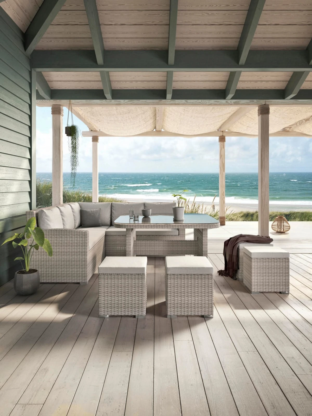 Outdoor-Essgruppe, 6-tlg. Salerno Sand 2 Outdoor-Essgruppe, 6-tlg. Salerno Sand – Bild 2