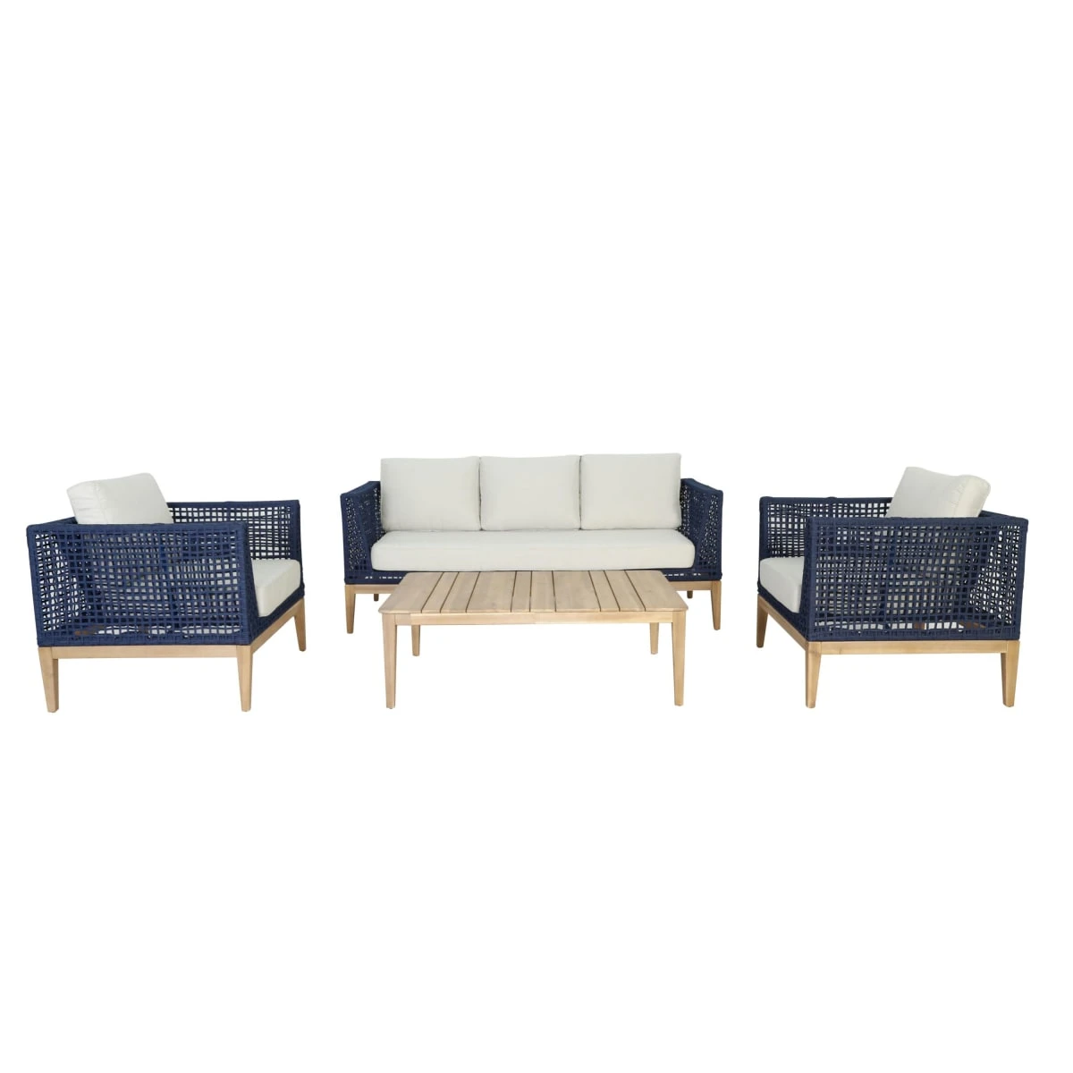 Outdoor-Lounge-Set, 4-tlg. Marco Natur/Blau 1 Outdoor-Lounge-Set, 4-tlg. Marco Natur/Blau