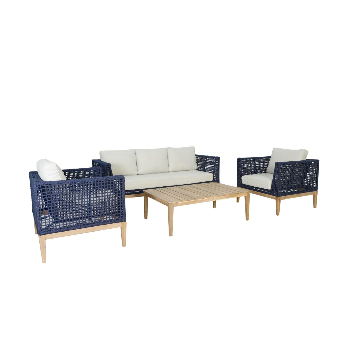 Outdoor-Lounge-Set, 4-tlg. Marco Natur/Blau 2 Outdoor-Lounge-Set, 4-tlg. Marco Natur/Blau – Bild 2