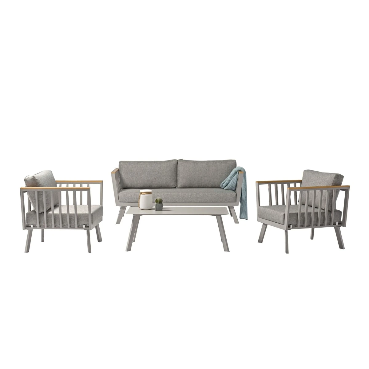 Outdoor-Möbel-Set, 4-tlg. Campli Beige/Grau 1 Outdoor-Möbel-Set, 4-tlg. Campli Beige/Grau