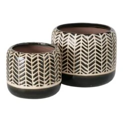 Pflanztopf-Set, 2-tlg. Ivy Schwarz/Beige