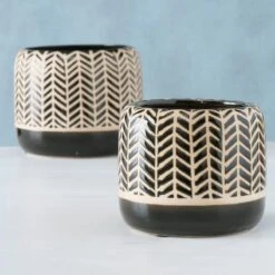 Pflanztopf-Set, 2-tlg. Ivy Schwarz/Beige -OUTSUNNY Verkäufe 8600342900 9443660 prod 005