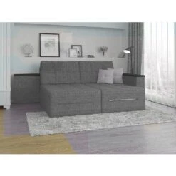 Ecksofa Mit Schlaffunktion 240 X 160 Cm Grau - Eckcouch Sofa Couch Schlafsofa Taschenfederkern -OUTSUNNY Verkäufe 8600343700 23133 prod 004