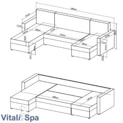 VICCO XXL Ecksofa Mit Schlaffunktion Schwarz - Couch Ecksofa Schlafsofa Taschenfederkern Polstereck -OUTSUNNY Verkäufe 8600343700 24053 prod 003