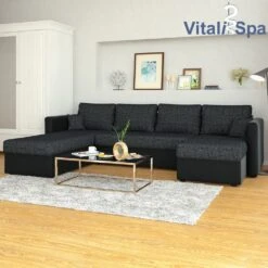 VICCO XXL Ecksofa Mit Schlaffunktion Schwarz - Couch Ecksofa Schlafsofa Taschenfederkern Polstereck -OUTSUNNY Verkäufe 8600343700 24053 prod 004