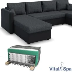 VICCO XXL Ecksofa Mit Schlaffunktion Schwarz - Couch Ecksofa Schlafsofa Taschenfederkern Polstereck -OUTSUNNY Verkäufe 8600343700 24053 prod 006