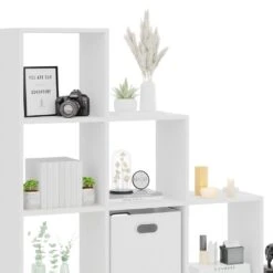 VICCO Treppenregal 10 Fächer Weiß - Raumteiler Stufenregal Bücherregal Büro Büroregal Standregal -OUTSUNNY Verkäufe 8600343700 26289 prod 006