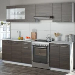 Vicco Küche Raul Küchenzeile Küchenblock Einbauküche 240 Cm Edelgrau